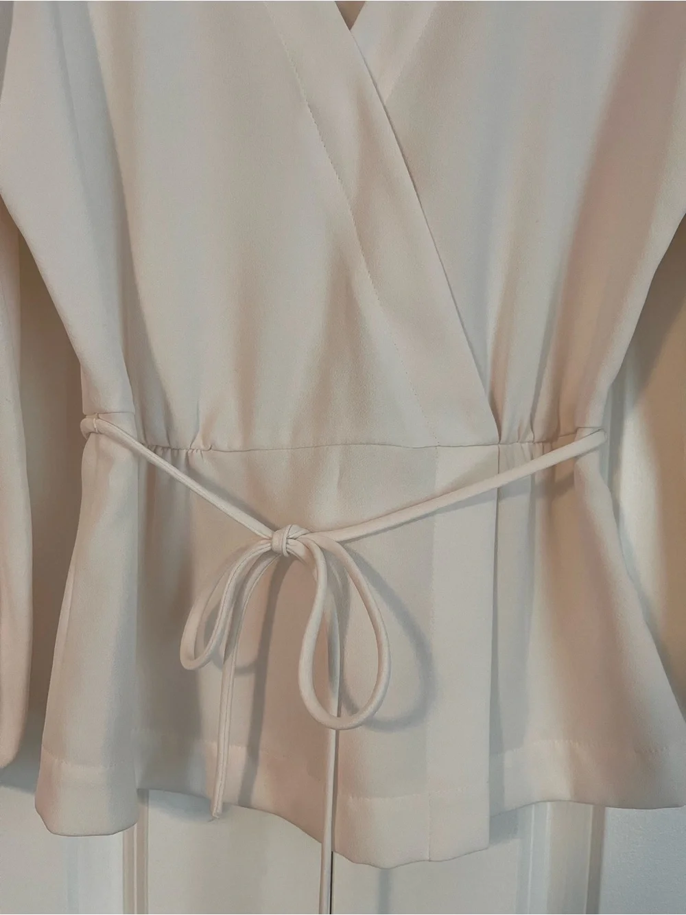 J. Crew Cream Wrap Blouse with Tie Waist